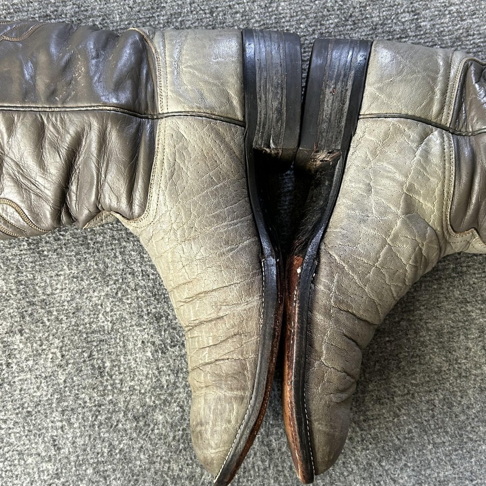 Hondo Boots Vintage Exotic Leather Cowboy Western Boots Gray USA Mens 12D - Picture 13 of 16